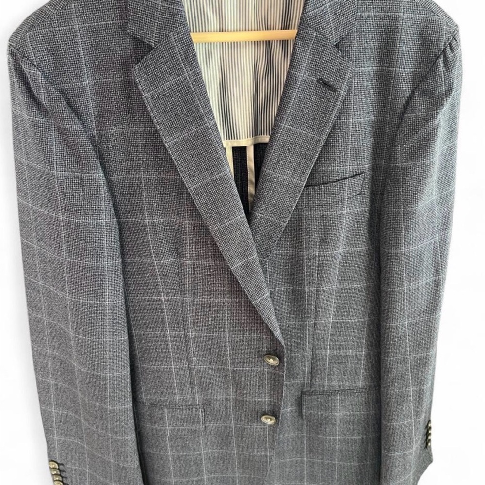 Boss Gray Windowpane Men's Blazer - Classic Tailored Jacket